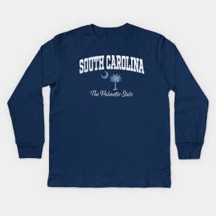 South Carolina SC Palmetto State Athletic Distressed Kids Long Sleeve T-Shirt